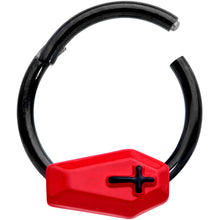 将图片加载到图库查看器,16G 3/8 Black Red Coffin Halloween Segment Ring