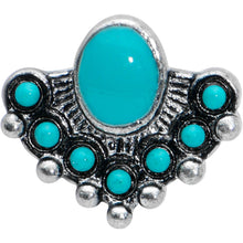 Load image into Gallery viewer, 20G 1/4 Blue Turquoise Stone Southwest Shield Nose Bone