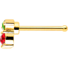 Load image into Gallery viewer, 20G 1/4 Red Green Gem Gold Tone Tasty Cherry Fruit Nose Bone