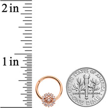 Load image into Gallery viewer, 16G 3/8 Clear CZ Gem Rose Gold Tone Geo Web Hinged Segment Ring