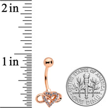 Load image into Gallery viewer, Clear Cubic Zirconia Gem Rose Gold Tone Infinity Heart Belly Ring