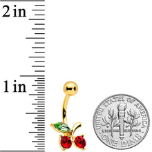 Load image into Gallery viewer, Green Red Gem Gold Tone Tasty Cherry Fruit Belly Ring