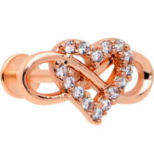 Load image into Gallery viewer, 16G 5/16 Clear CZ Gem Rose Gold Hue Infinity Heart Labret Tragus