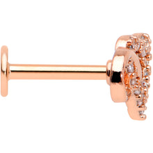 Load image into Gallery viewer, 16G 5/16 Clear CZ Gem Rose Gold Hue Infinity Heart Labret Tragus