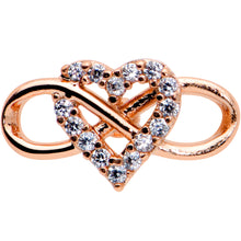 Load image into Gallery viewer, 16G 1/4 Clear CZ Gem Rosy Infinity Heart Cartilage Labret Tragus