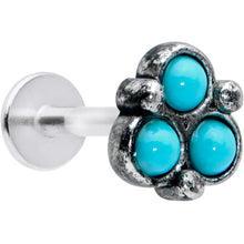 Load image into Gallery viewer, 16G 1/4 Blue Turquoise Orb Trio Labret Monroe Tragus