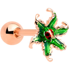 Load image into Gallery viewer, 16G 1/4 Rose Gold Tone Tiny Ladybug Leaves Cartilage Tragus