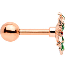 Load image into Gallery viewer, 16G 1/4 Rose Gold Tone Tiny Ladybug Leaves Cartilage Tragus