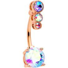 将图片加载到图库查看器,Aurora CZ Gem Rose Gold Tone Triple Drop Round Belly Ring