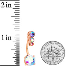 将图片加载到图库查看器,Aurora CZ Gem Rose Gold Tone Triple Drop Round Belly Ring