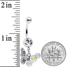 将图片加载到图库查看器,Clear Gem Butterfly Daisy Flowers Dangle Belly Ring