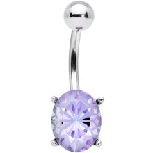将图片加载到图库查看器,Purple Gem Oval Flower Mandala Stylish Elegance Belly Ring