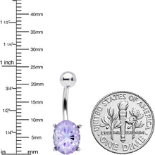 将图片加载到图库查看器,Purple Gem Oval Flower Mandala Stylish Elegance Belly Ring