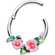 将图片加载到图库查看器,16G 3/8 Lovely Pink Flowers Hinged Segment Ring