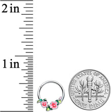 将图片加载到图库查看器,16G 3/8 Lovely Pink Flowers Hinged Segment Ring