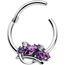 Load image into Gallery viewer, 16G 3/8 Purple Gem Abstract Elegance Hinged Segment Ring