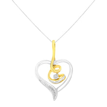 Load image into Gallery viewer, Espira 10K Two-Tone Yellow & White Gold .03 Cttw Diamond-Accented Round-Cut Diamond Swirl Open Heart 18" Pendant Necklace (I-J Color, I2-I3 Clarity)