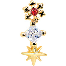 Load image into Gallery viewer, 16G 5/16 Clear Red Gem Gold Tone Star Snowflake Labret Tragus