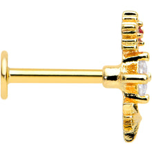 Load image into Gallery viewer, 16G 5/16 Clear Red Gem Gold Tone Star Snowflake Labret Tragus