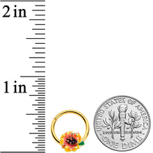 将图片加载到图库查看器,16G 3/8 Gold Tone Summer Sunflower Hinged Segment Ring