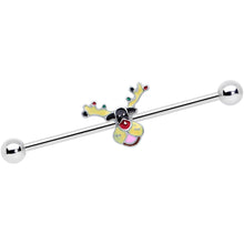 Load image into Gallery viewer, 14G Colorful Reindeer Christmas Industrial Barbell 38mm