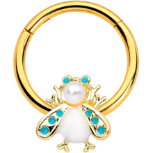 将图片加载到图库查看器,16G 3/8 White Gem Gold Tone Snow Bug Hinged Segment Ring