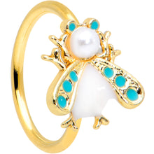 Load image into Gallery viewer, 20G 5/16 White Gem Gold Tone Snow Bug Nose Hoop