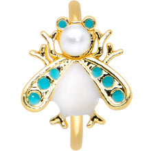 Load image into Gallery viewer, 20G 5/16 White Gem Gold Tone Snow Bug Nose Hoop