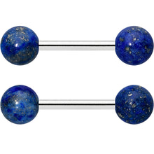 Load image into Gallery viewer, 14G 1/2 Elegant Blue Agate Barbell Nipple Ring Set