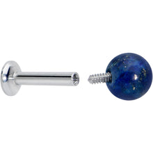 Load image into Gallery viewer, 16G 1/4 Elegant Blue Agate Internally Threaded Labret Tragus