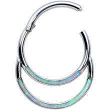 将图片加载到图库查看器,16G 3/8 Green Synthetic Opal Double Row Hinged Segment Ring