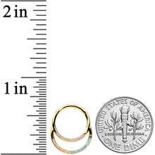 将图片加载到图库查看器,16G 3/8 White Synth Opal Gold Tone Double Row Hinged Segment Ring