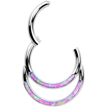 Load image into Gallery viewer, 16G 5/16 Pink Synthetic Opal Double Row Hinged Segment Ring