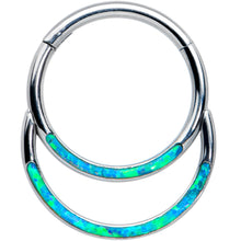将图片加载到图库查看器,16G 3/8 Blue Synthetic Opal Double Row Hinged Segment Ring