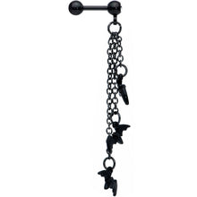 Load image into Gallery viewer, 16G 1/4 Clear Gem Black Gone Batty Halloween Dangle Cartilage