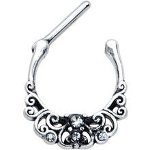 Load image into Gallery viewer, 16G 3/8 Clear Gem Elegant Scrollwork Cartilage Clicker
