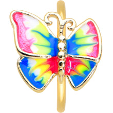 Load image into Gallery viewer, 20G 5/16 Gold Tone Bright Butterfly Nose Hoop