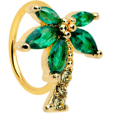Load image into Gallery viewer, 20G 5/16 Yellow Green Gem Gold Tone Palm Tree Nose Hoop