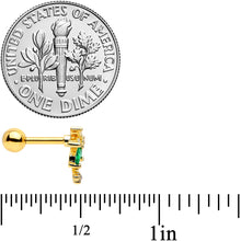 Load image into Gallery viewer, 16G 1/4 Green Gem Gold Tone Palm Tree Cartilage Tragus Earring