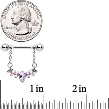 Load image into Gallery viewer, 14G 9/16 Pink Gem Crowning Glory Chain Dangle Nipple Ring Set