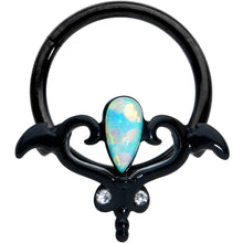 将图片加载到图库查看器,16G 3/8 White Synthetic Opal Black Wings Hinged Segment Ring