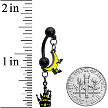 Load image into Gallery viewer, Black Batty Moon Haunted House Halloween Double Mount Belly Ring