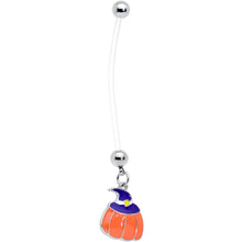 将图片加载到图库查看器,Clear Bioplast Witch Hat Pumpkin Halloween Dangle Pregnancy Belly Ring