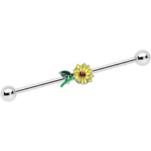 Load image into Gallery viewer, 14G Cheery Yellow Sunflower Industrial Barbell 38mm