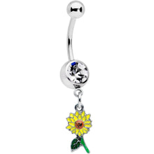 将图片加载到图库查看器,Clear Gem Cheery Sunflower Dangle Belly Ring