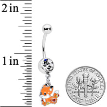 将图片加载到图库查看器,Clear Gem Cute Fall Fox Dangle Belly Ring