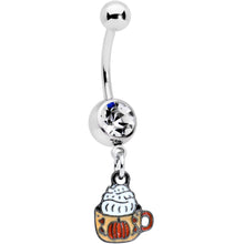 Load image into Gallery viewer, Clear Gem Pumpkin Spice Cappuccino Coffee Autumn Dangle Belly Ring