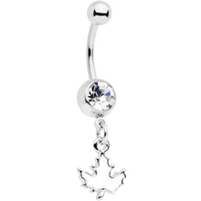 将图片加载到图库查看器,Clear Gem Autumn White Maple Leaf Dangle Belly Ring