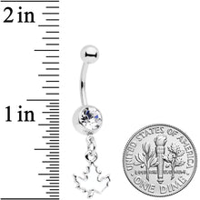 将图片加载到图库查看器,Clear Gem Autumn White Maple Leaf Dangle Belly Ring