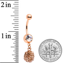 Load image into Gallery viewer, Clear Gem Rose Gold Tone Autumn Pine Cone Dangle Belly Ring